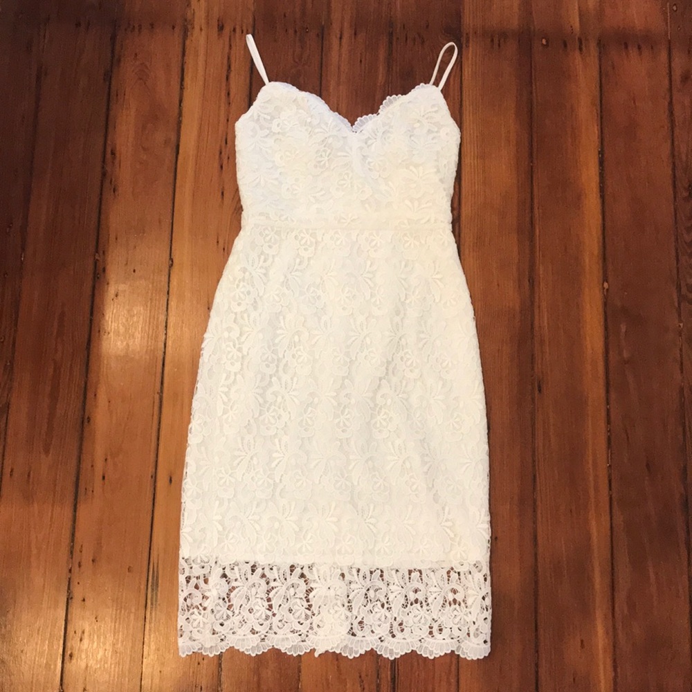 J. Crew Spaghetti strap Ivory Lace Dress